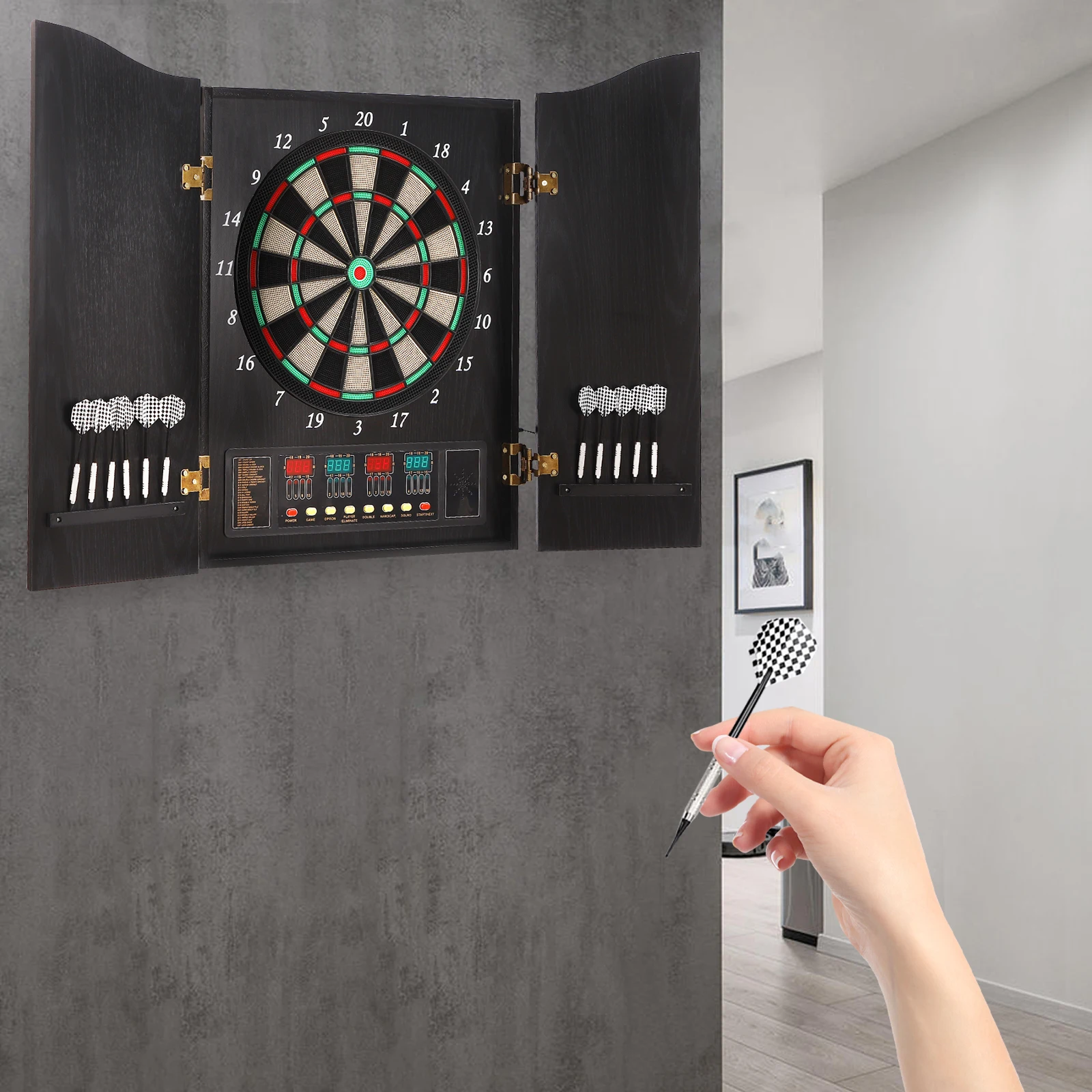 Dartboard Cabinet Set Dart Boa - Electronic Dartboard Cabinet recension och pris